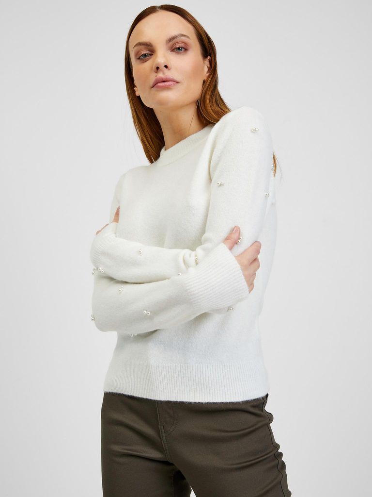 Orsay Weißer Damenpullover mit dekorativen Details 507491-001000__L