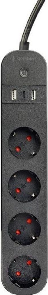 gembird Smart Home Steckdosenleiste 4Fach, m.USB-Charge schw