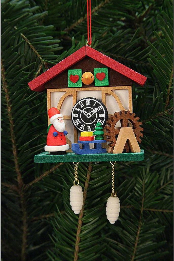 Christbaumschmuck Kuckucksuhr Niko am Wasserrad (7,0x6,7cm) von Christian Ulbricht