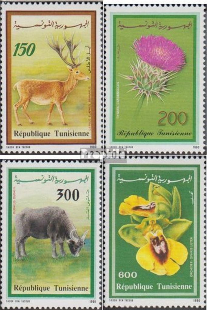 Briefmarken Tunesien 1990 Mi 1219-1222 (kompl.Ausg.) postfrisch Tiere und Blumen