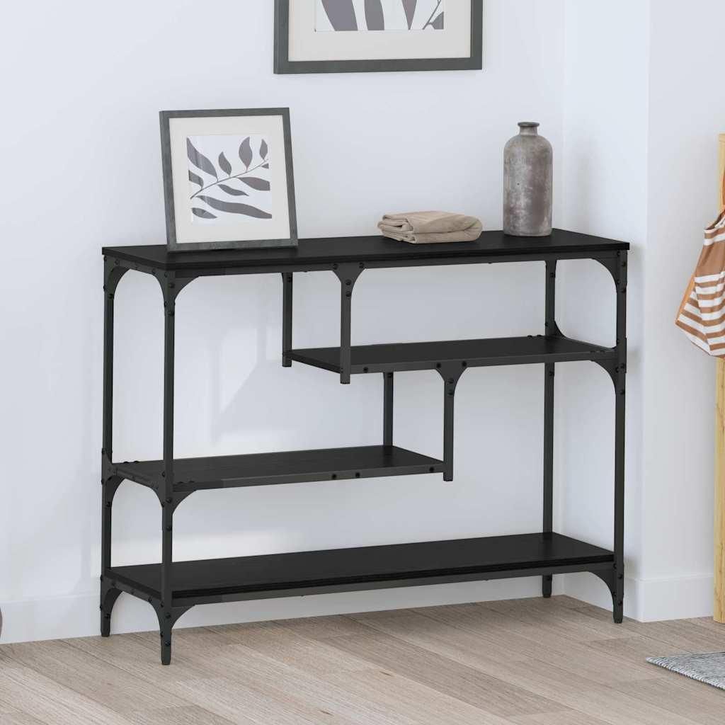 "Schlussverkauf" Konsolentisch 1 PC - rechteckiger Sofatisch/Beistelltisch - mit Regal Schwarz Eichen-Optik 100x30x75 cm C13695