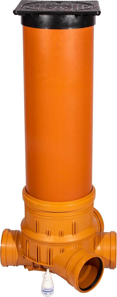 SPEEDPLANT Revisionsschacht Abwasser DN315 / 4 x DN160 - Kontrollschacht - Schachtboden, Rohr, Deckel und Gleitmittel Komplett-Set