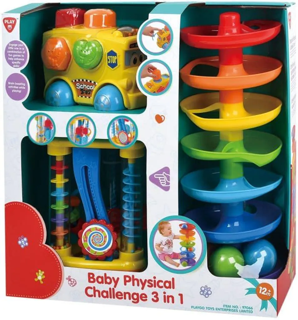 Jouet de bain et d'éveil bébé Set Playgo 3 pièces pour s'amuser partout