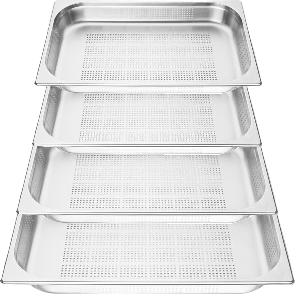 Vogue GN-Behälter GN1/1 - 10cm - 4 Behälter - Edelstahl gelocht