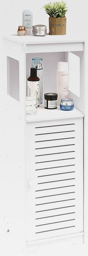 Badezimmerschrank, Schmaler Badschrank mit 1 Türen, Beistellschrank Aufbewahrungsschrank mit 3 Schubladen, Kleiner Schrank aus PVC-Platte, Jede Eb...
