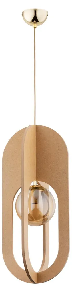 Suspension Design TERRA Bois et Ambre 100x26cm IP20 Éclairage Chaleureux