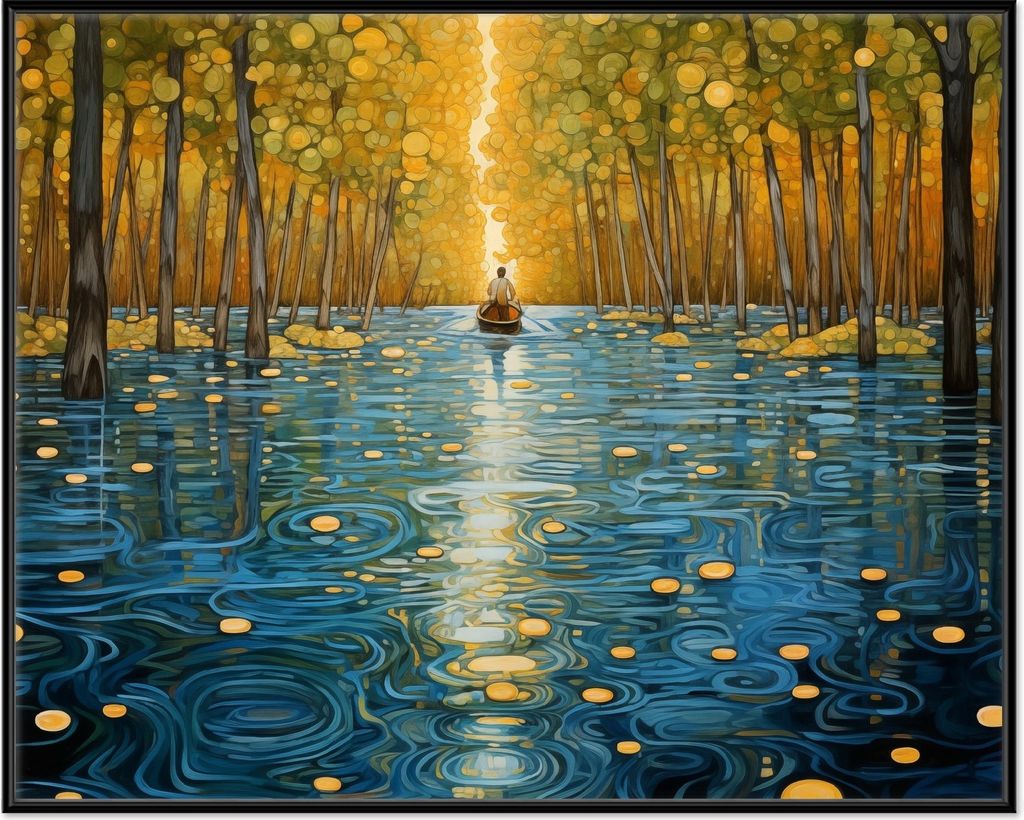 Wallario Wandbild Reise durch das Lichtermeer, Größe: 40,30 x 50,30 cm, Poster mit schwarzem Aluminiumrahmen