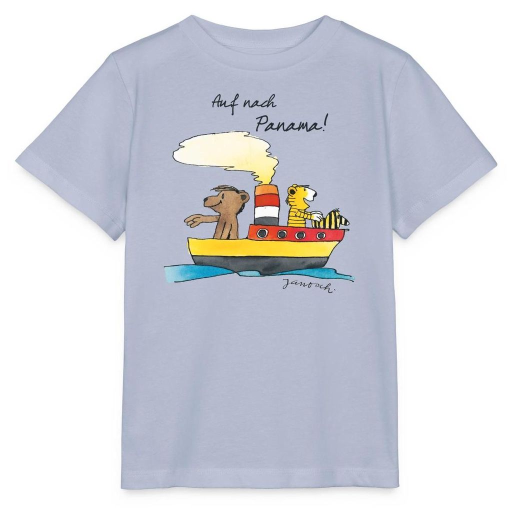 Spreadshirt Janosch Tiger Und Bär Auf Nach Panama Kinder Basic T-Shirt, 110/116 (5-6 Jahre), Lavendel-Violett