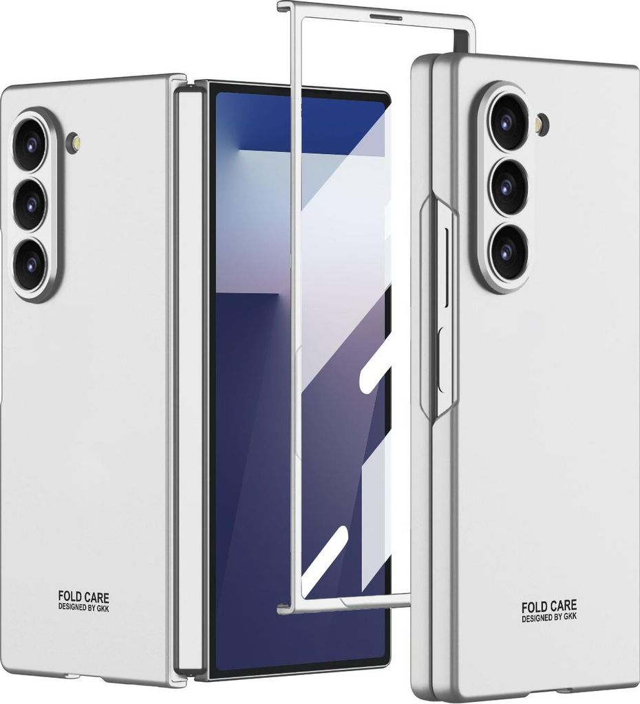 Handyhülle für Samsung Galaxy Z Fold 7 Schlank Hart PC Matt Schutzhülle mit Displayschutz Silber