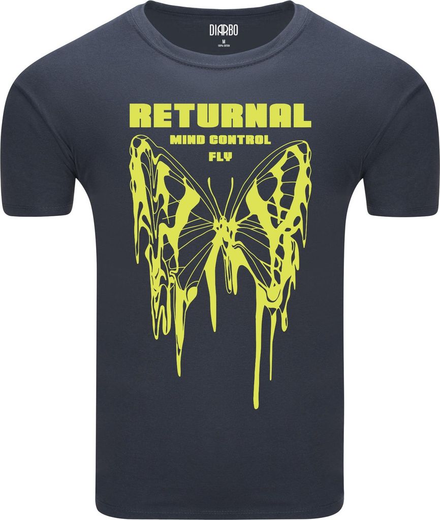 Diarbo Herren T-Shirt mit Abstraktem Druck Rückgabe Dunkelgrau Gr.XL