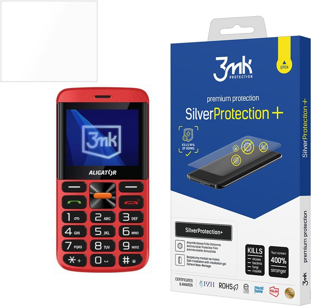 3mk Display Antimikrobielle Schutzfolie SilverProtection+ für Aligator A910 4G 0,21mm Self-Heal