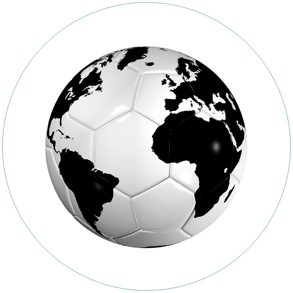 Wallario Premium Glasbild, freischwebende Optik, kräftige Farben, rund 50cm Durchmesser, Motiv Planet Fußball