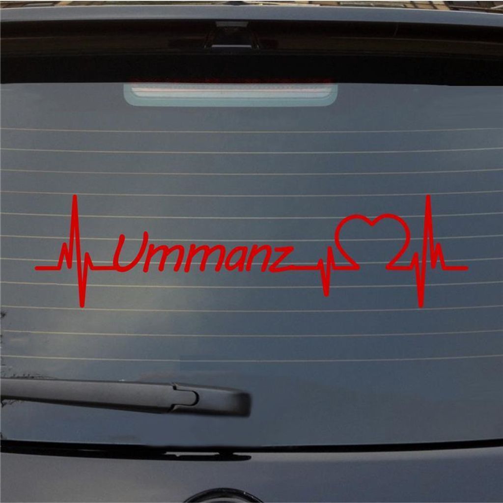 Heckscheibenaufkleber Ummanz Herzschlag Puls Insel Ostsee Liebe 55x14 cm Rot Auto Aufkleber Sticker