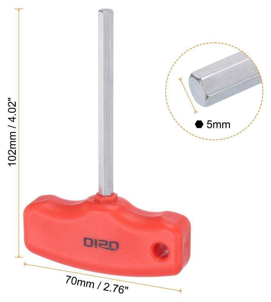 5 mm T-Griff Innensechskantschlš¹ssel mit Flachkopf, Metrischer S2 Stahl Schraubenschlš¹ssel Reparatur (Silber)werkzeug fš¹r Zuhause Fahrrad ...