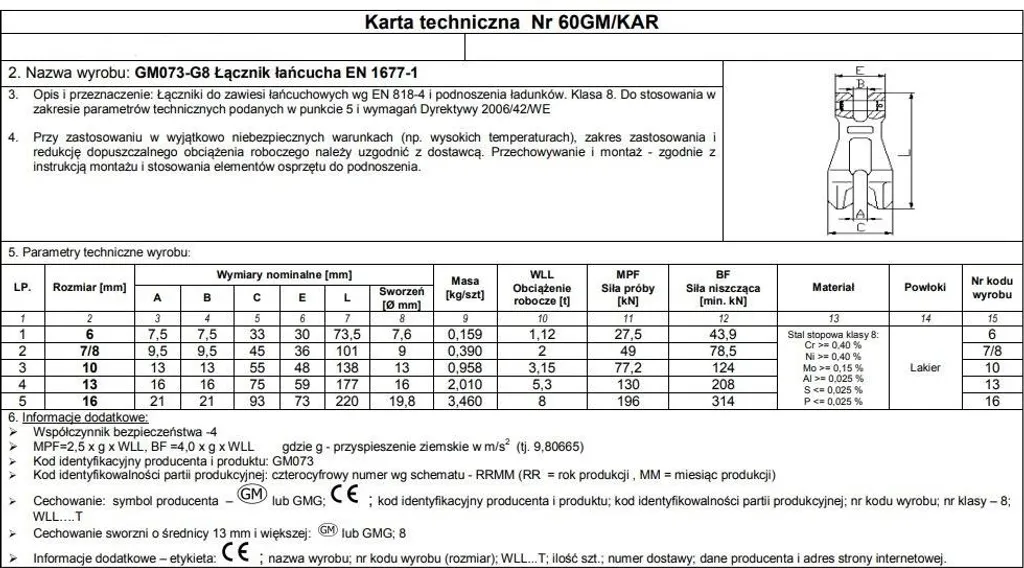Maglia Catena GM073-G8 7/8 | Componente Professionale Acciaio Zincato