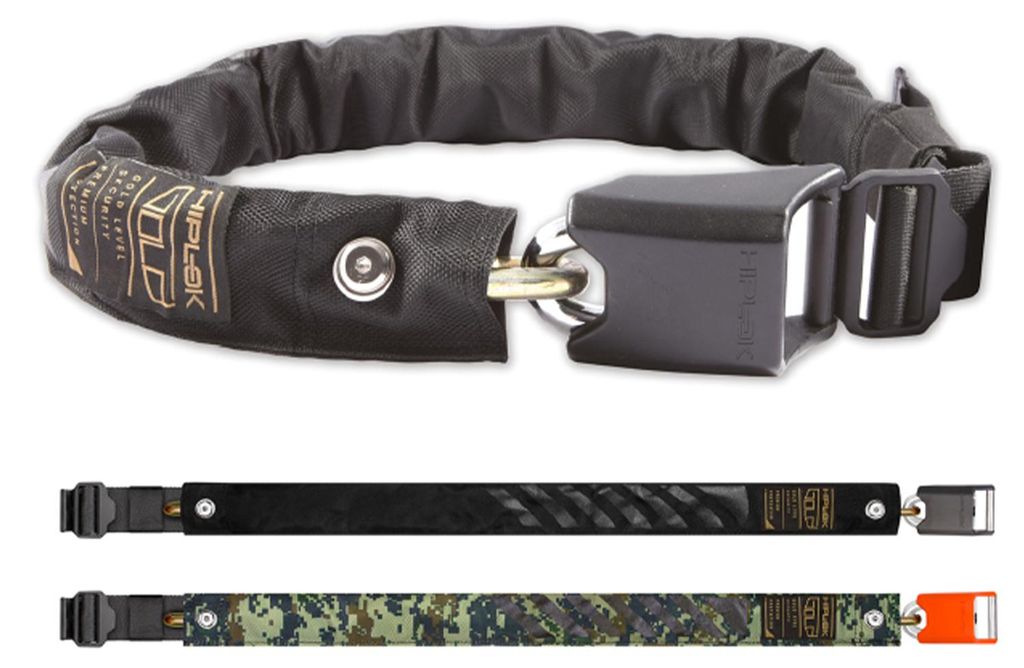 Hiplok Gold Kettenschloss 10 mm Fahrradschloss Stahl tragbar als Gürtel Fahrrad Schloss, Farbe:schwarz