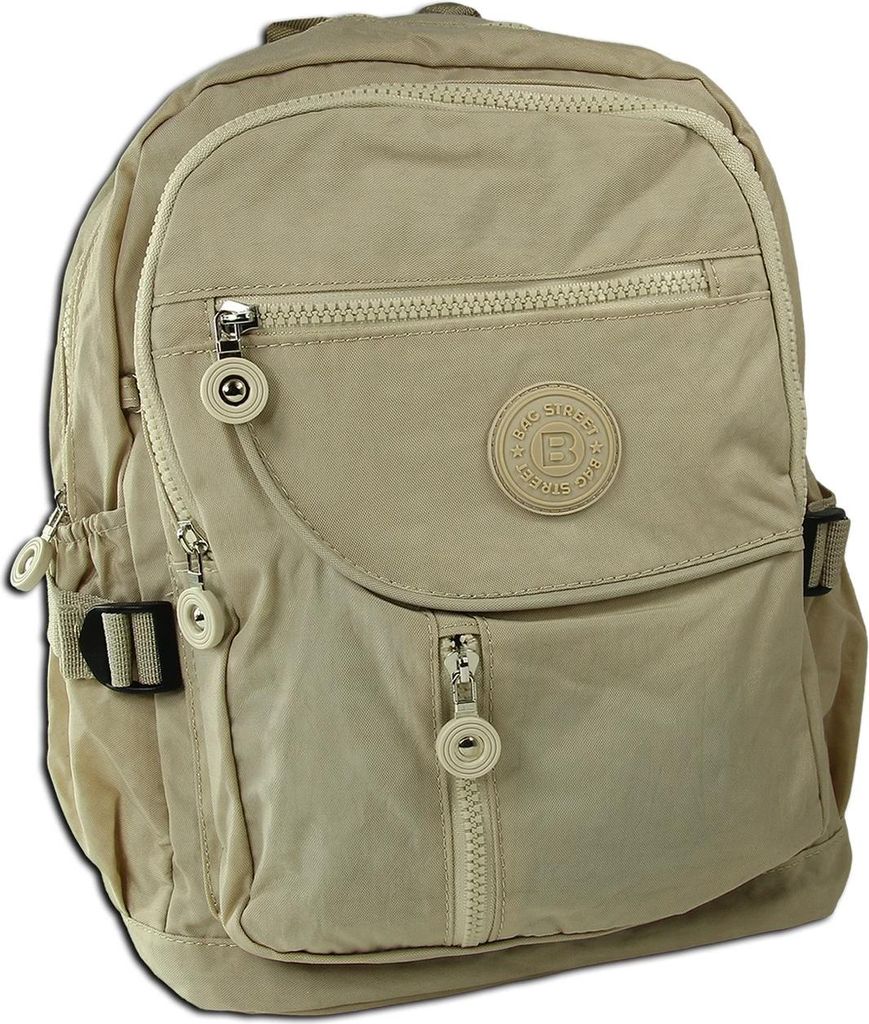 Bag Street Rucksack Handtasche Nylon beige trendiger Damen Cityrucksack OTJ604C