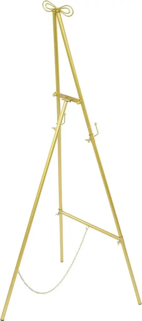 Treppiede Pieghevole Oro Metallo - Set 2 Cavalletti Portatili Regolabili