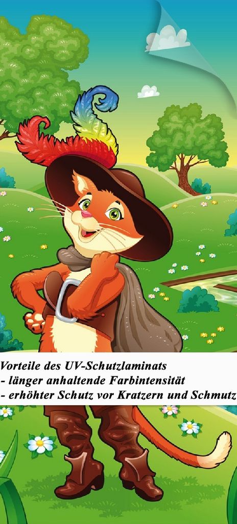 Wallario selbstklebende Türtapete 93 x 205 cm mit Schutzlaminat - Gestiefelter Kater