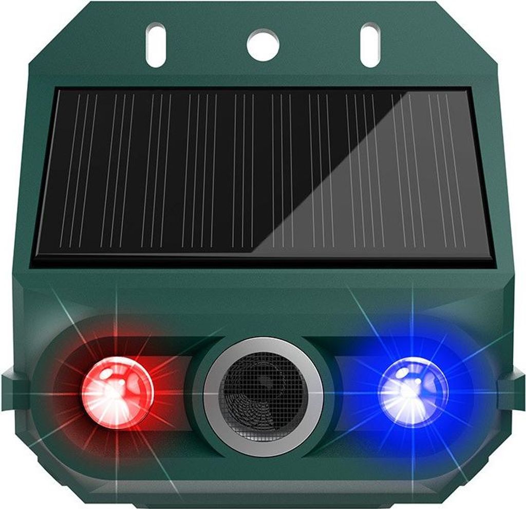 INF Solarbetriebener Ultraschall-Tiervertreiber mit Lichtalarm - 2er Pack, Grün