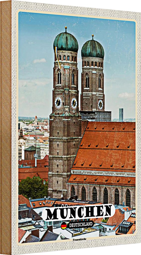 Holzschild Städte München Altstadt Frauenkirche 20x30cm