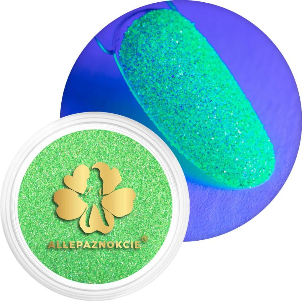 Neon-Nagelstaub Mermaid Dust Allepanails leuchtet in den UV-Strahlen, Tiegel 2,5 g Nr. 2