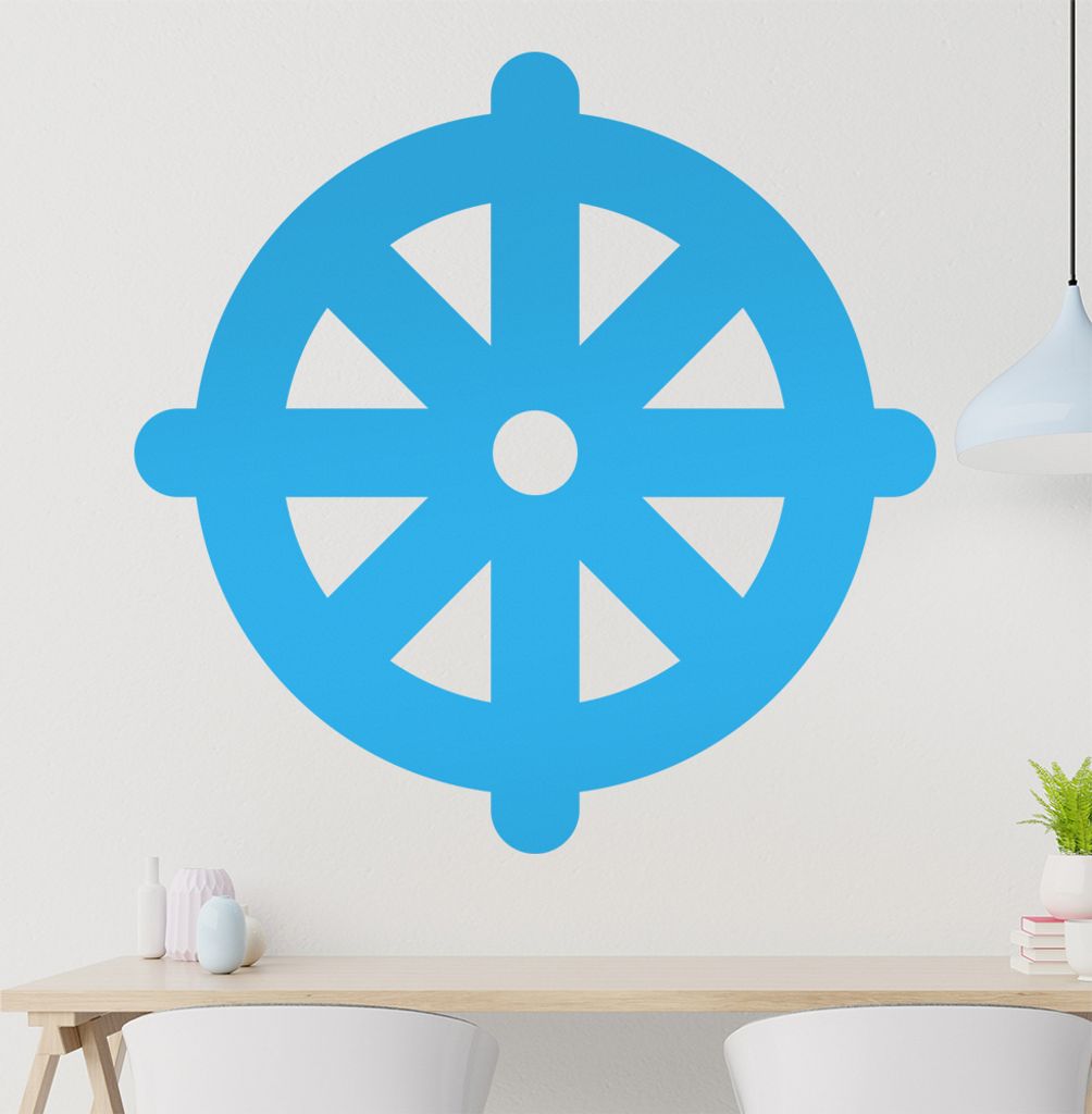 KIWISTAR Dharmachakra Buddhismus Wandtattoo in 6 Größen - Wandaufkleber Wall Sticker - Dekoration, Küche, Wohnzimmer, Schlafzimmer, Badezimmer