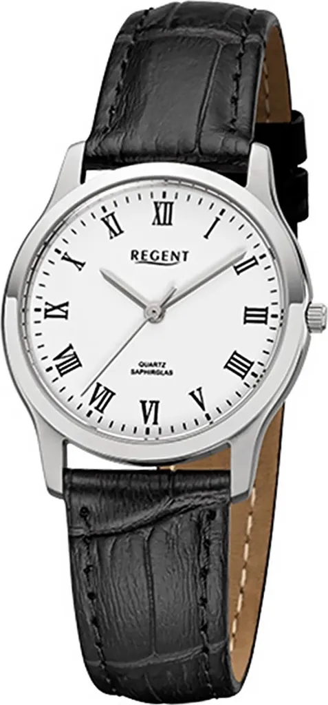 Montre analogique pour femme en cuir noir Regent D2URF1072 chic F-1072