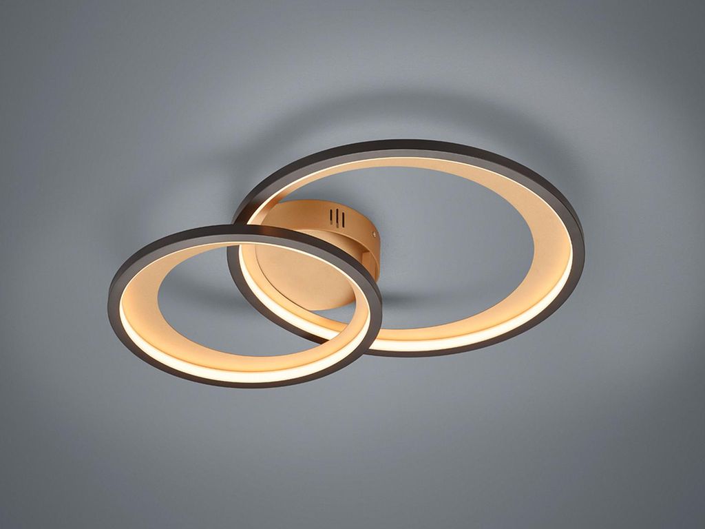 TRIO LED-Deckenl. GRANADA 29W LED 2650lm 3000K sw. Gold Produktbild 