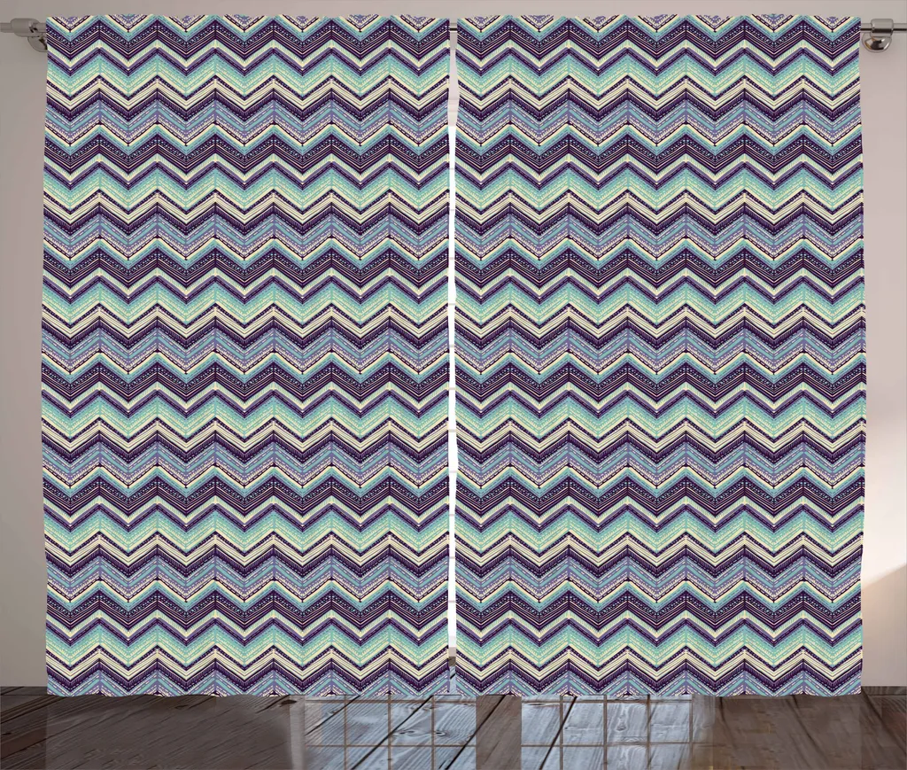 Tenda ABAKUHAUS Ikat Azzurro Lilla 280x175 cm per Camera da Letto