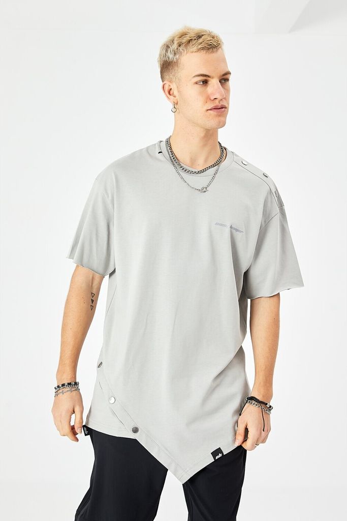 T-Shirt Oversize Fit mit 320gsm Baumwolle (S) Grau