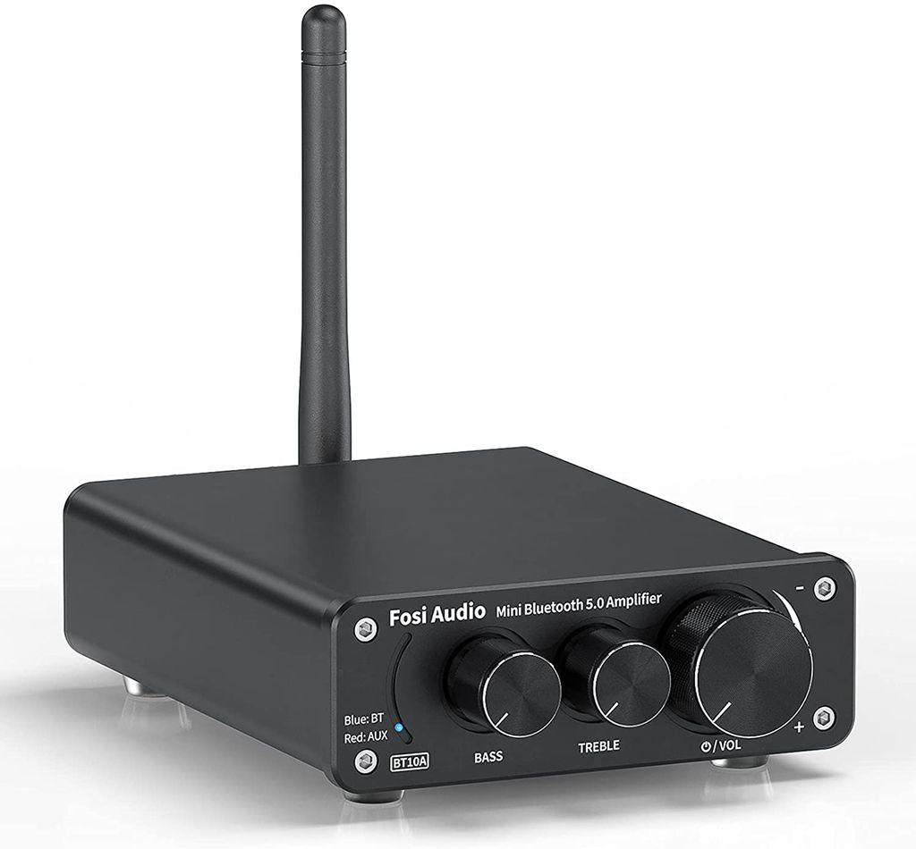 Fosi Audio BT10A Bluetooth 5.0 Stereo Audio Verstärker Empfänger 2 Kanal Klasse D Mini Hi-Fi Integrierter Verstärkter Geeignet für Lautsprecher...