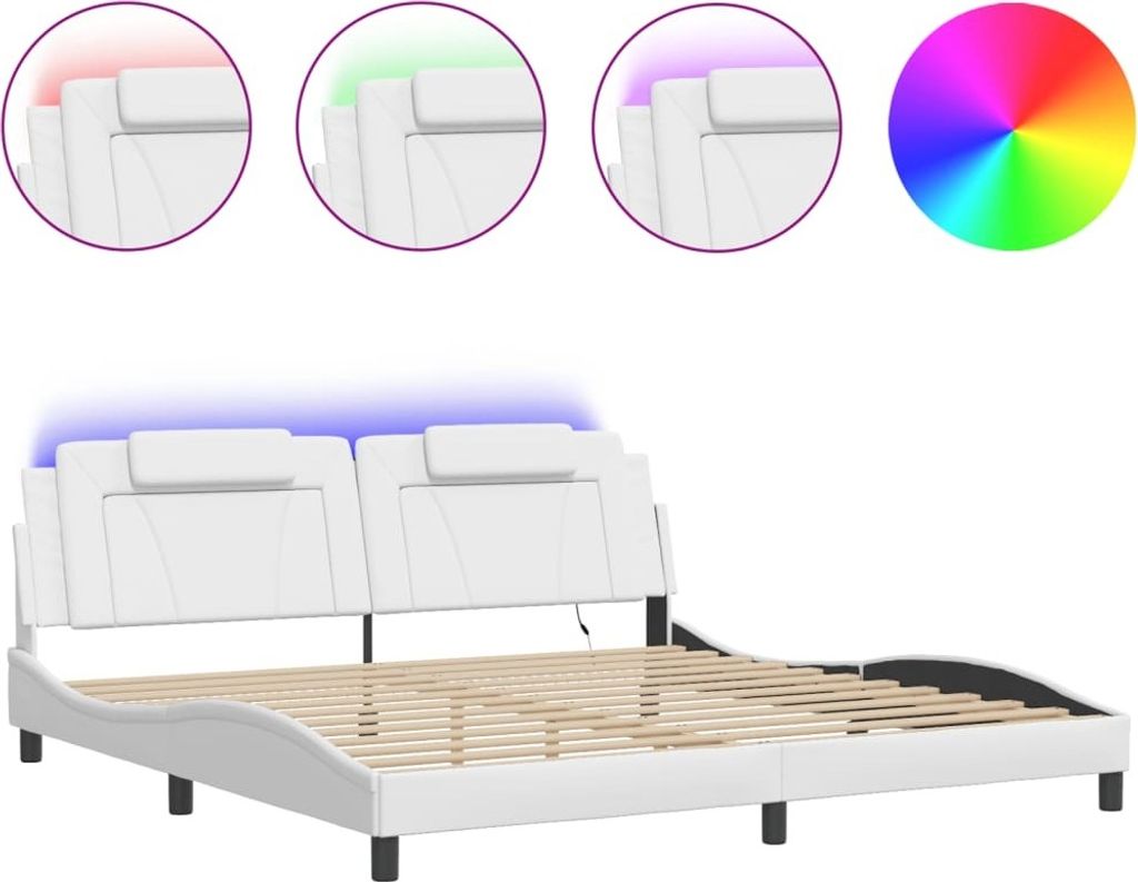 vidaXL Bettgestell "Viana" mit LED ohne Matratze Weiß 200x200 cm