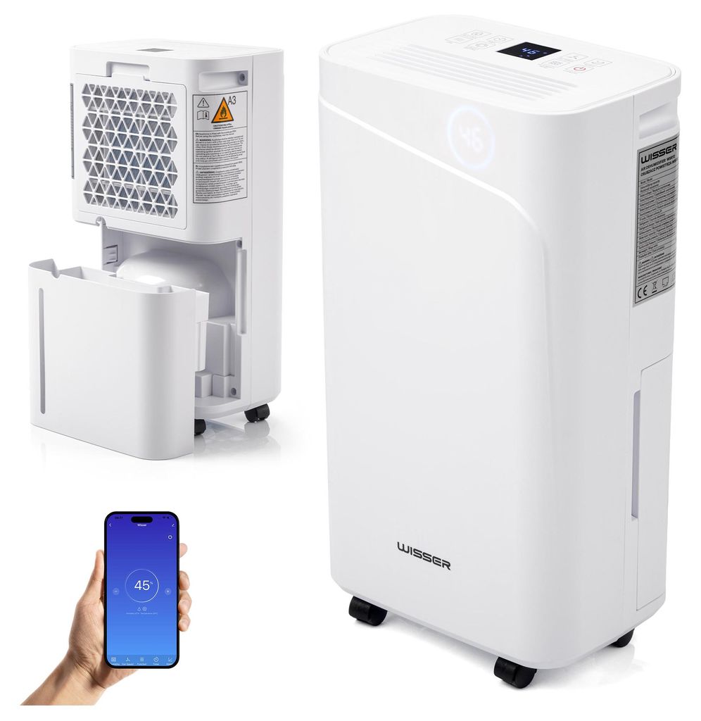 Luftentfeuchter 12L/24h mit WiFi & LED – Wisser WSR12 gegen Produktbild  KI-generiertes Bild