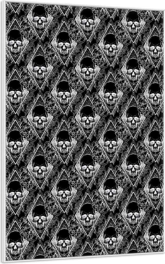 Wallario Wandbild Totenkopf-Muster, Größe: 61 x 91,50 cm, Poster mit weißem Aluminiumrahmen