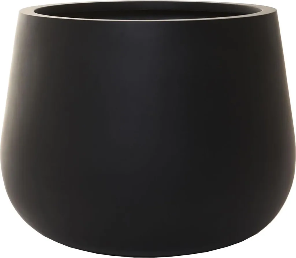 VIVANNO GIRAR Pot de fleurs rond en fibre de verre anthracite 49x37 cm
