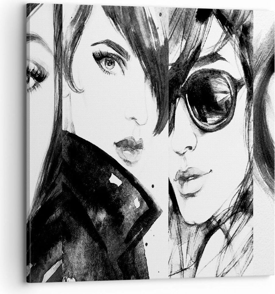 Bild auf Leinwand - Leinwandbild - frau gesicht - 70x70cm - Wand Bild - Wanddeko - Wandbilder - Leinwanddruck - Bilder - Kunstdruck - Wanddekoratio...