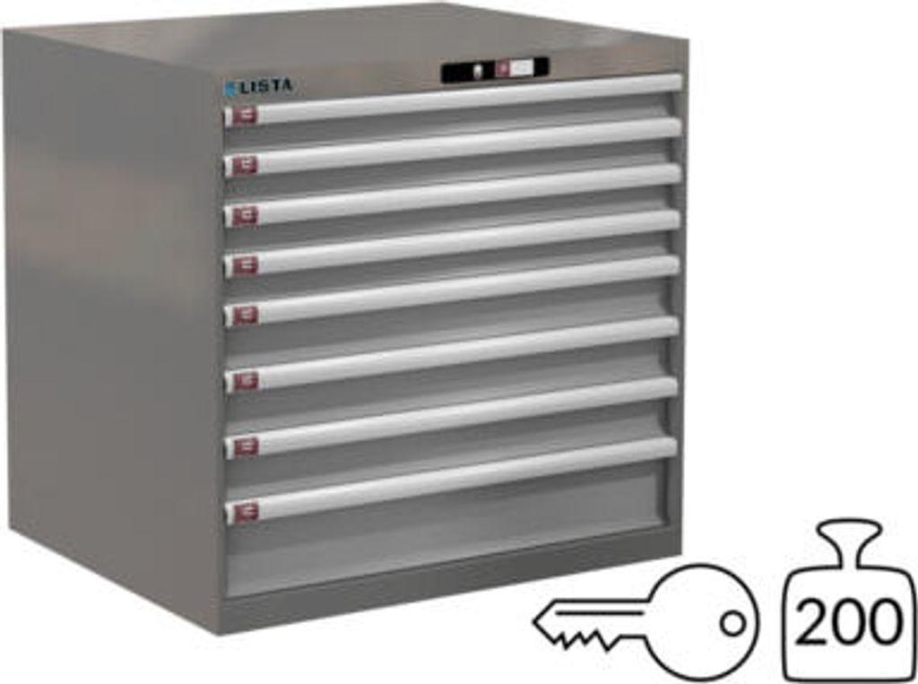 Lista Schubladenschrank - 78.684.521 - 850x870x725 mm (HxBxT) - 8 Schubladen - 200 kg - Key Lock - NCS S 6502-B/RAL 7035