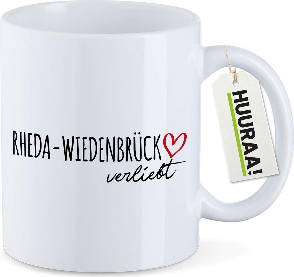Huuraa Kaffeetasse Rheda-Wiedenbrück verliebt 330ml Weiß Keramik Kaffeebecher Geschenkidee