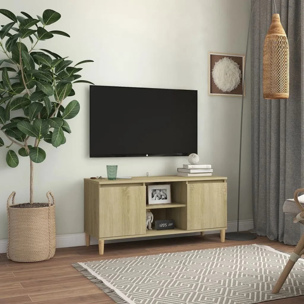 Mobile TV Moderno Rovere Sonoma 103cm - Gambe Legno Massiccio