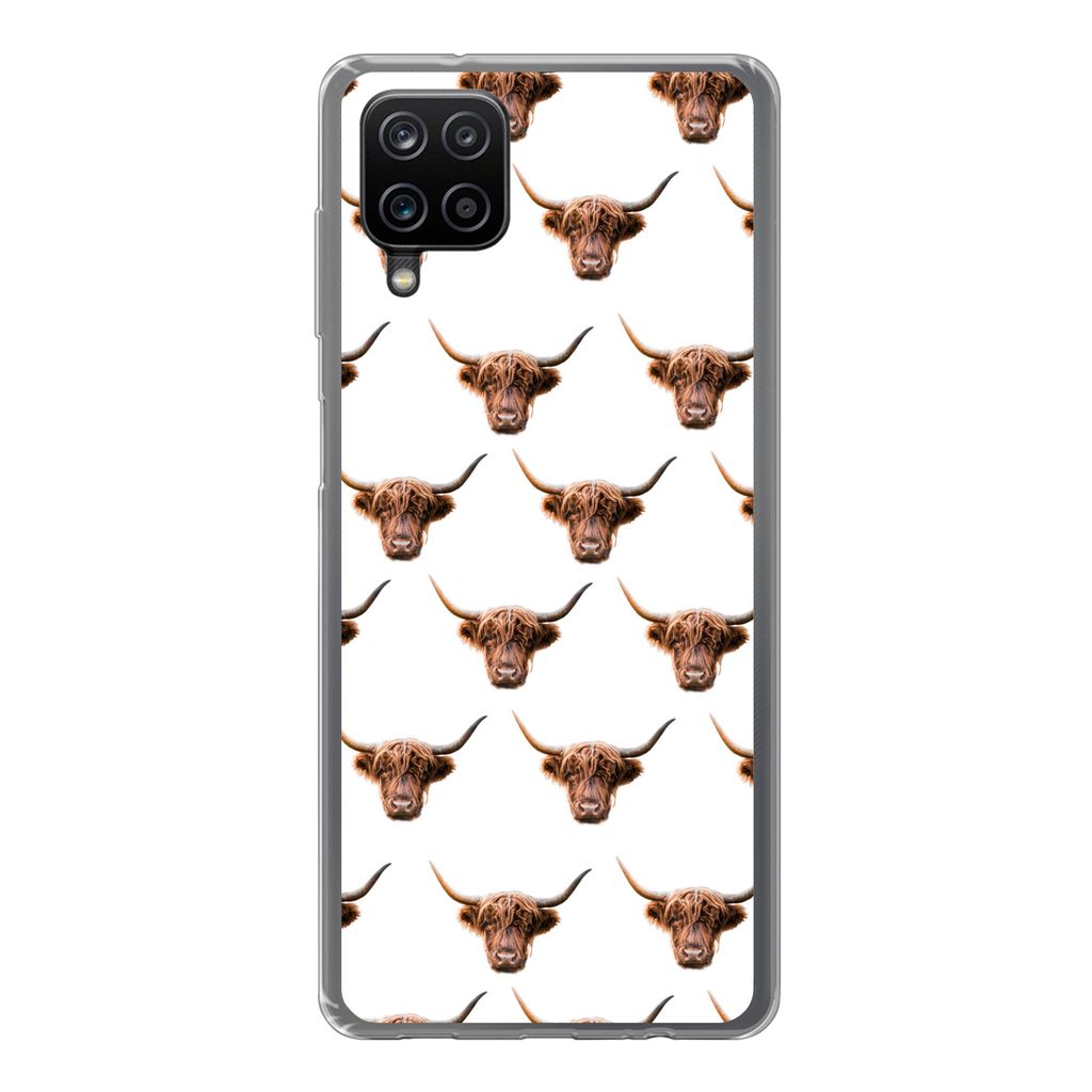 MuchoWow Handyhülle Schutzhülle Hülle für Samsung Galaxy A12 Schottischer Highlander - Kuh - Muster Silikon Softcase Handy Hülle - Bild