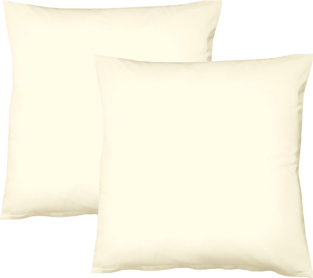 JACK by Fleuresse 2er Set Renforcé Kissenhülle Kissenbezug Dekokissen Baumwolle weich, Farbe:Beige, Größe:40 x 80 cm