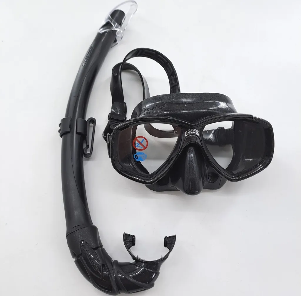 Masque et Tuba Cressi Perla Mexico en Silicone Noir avec Verre Trempé