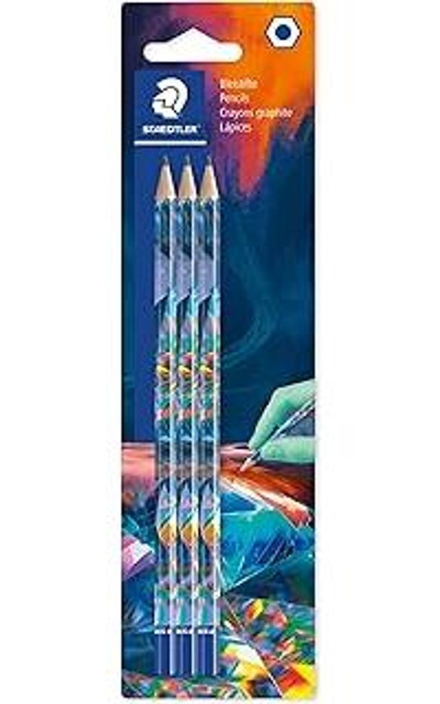 STAEDTLER 170 Bleistift, Hexagonaler Bleistift, Leicht radier- und spitzbar, Blisterkarte mit 3 Bleistiften in HB, 170BK3E2-1