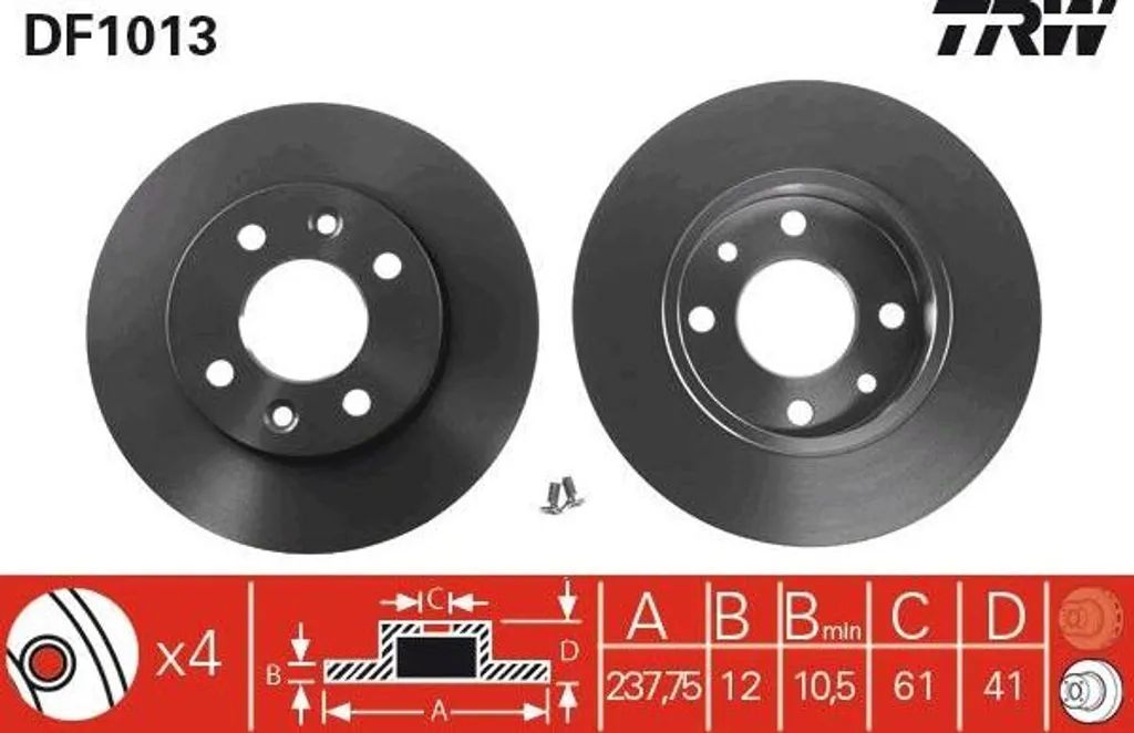 Disque de frein avant plein TRW DF1013 compatible Dacia Logan Sandero