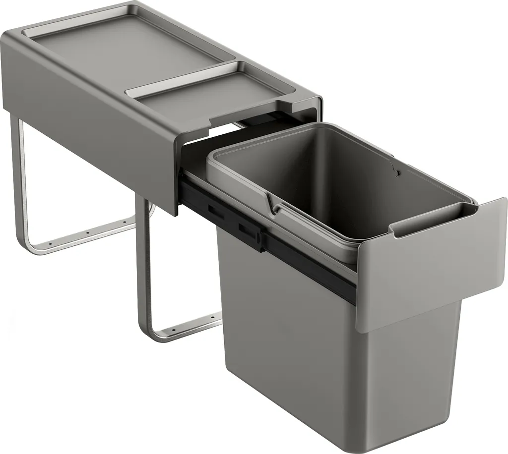 Dites Adieu aux Odeurs avec la Poubelle Encastrable 22L Grise pour Meuble