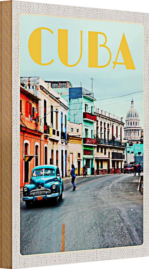 Holzschild Reise 20x30cm Cuba Karibik Stadtzentrum Stadt