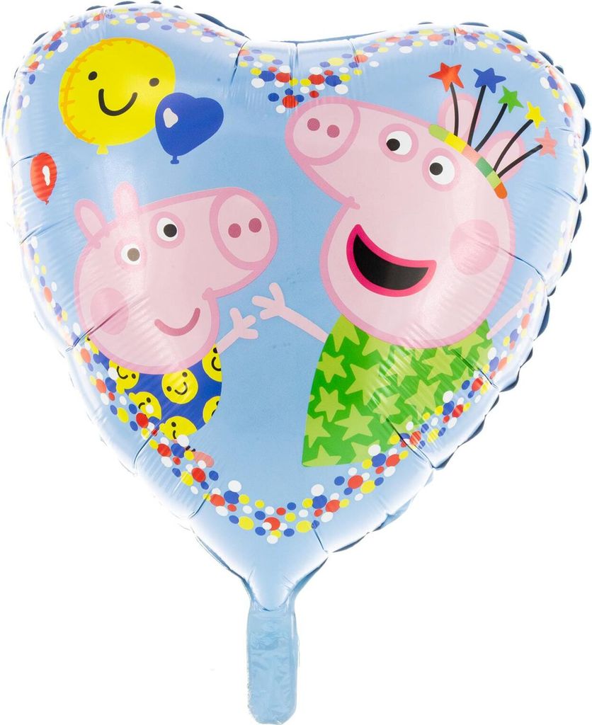 Peppa Wutz Folienballon Herz Ø45cm Peppa Pig und George Produktbild 