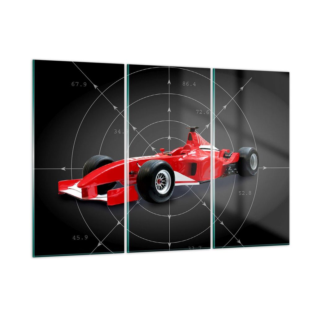 Bilder auf glas - Formel F1 Auto Geschwindigkeit - 105x70cm - Glasbilder - Wandbilder - Kunstdruck - zum Aufhängen bereit - Wanddekoration aus Gla...