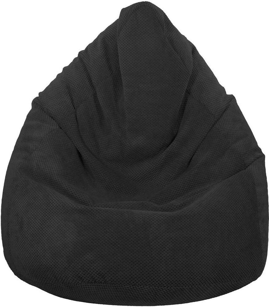 A black beanbag chair.
